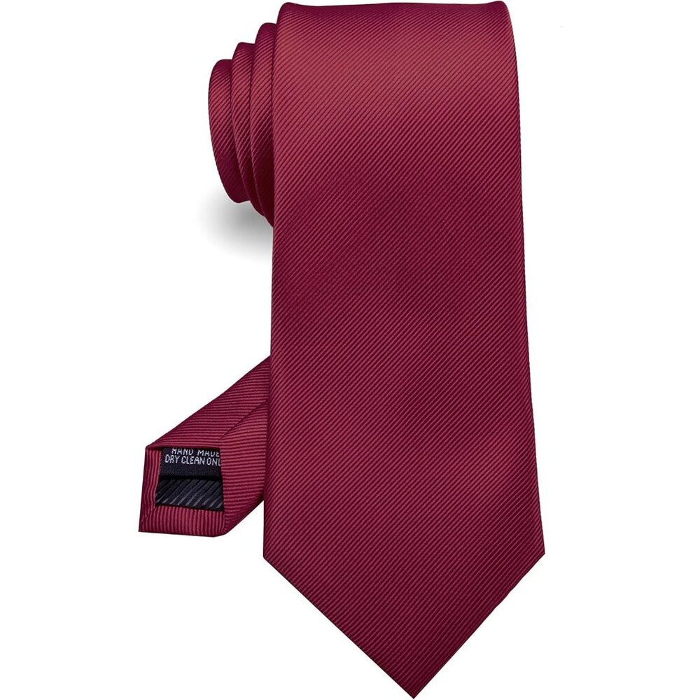 Men's Red Dark Solid Colour Tie Formal Necktie Imported Silk Blend